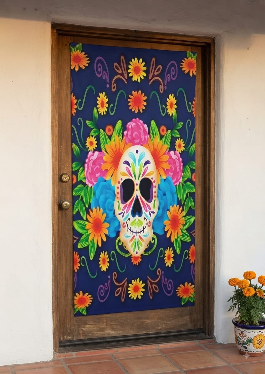 FUNDA CUBRE PUERTA HALLOWEEN-DIA DE MUERTOS MOD.7