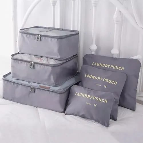 KIT BOLSA DE VIAJE 5 PIEZAS GRIS