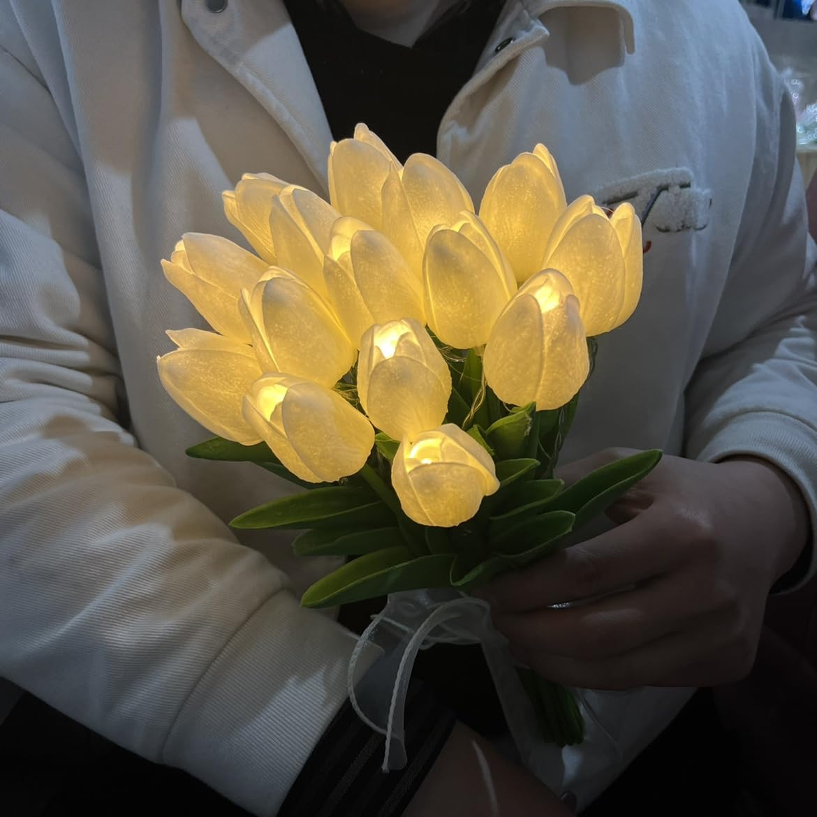 RAMO DE TULIPANES CON LUZ LED BLANCO