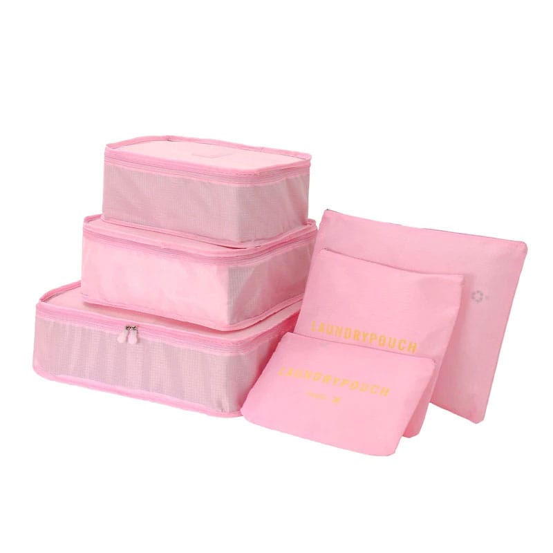 KIT BOLSA DE VIAJE 6 PIEZAS ROSA