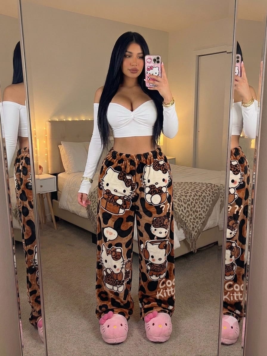 PANTALON PIJAMA HELLO KITTY CAFE TIGREADO