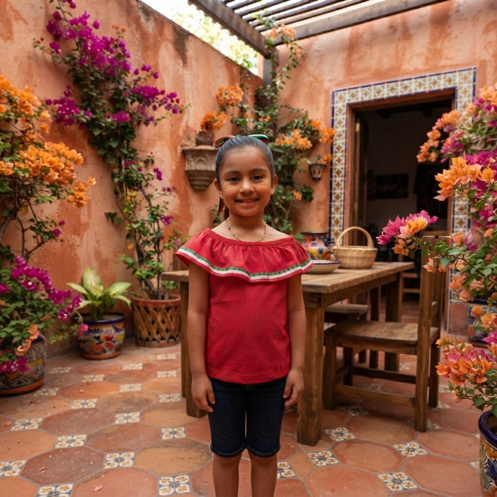BLUSA MEXICANA NIÑA ROJO CH