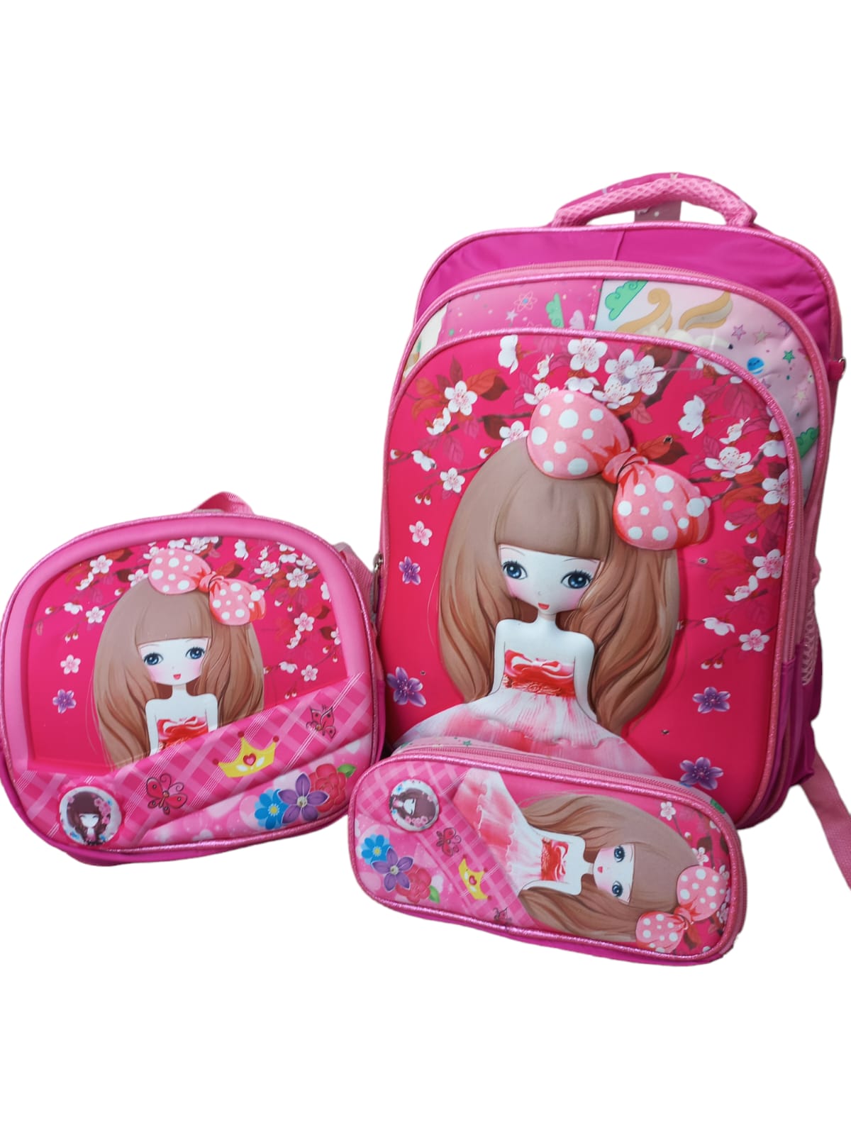 MOCHILA TRIPLE CON LUZ NIÑA MOÑO