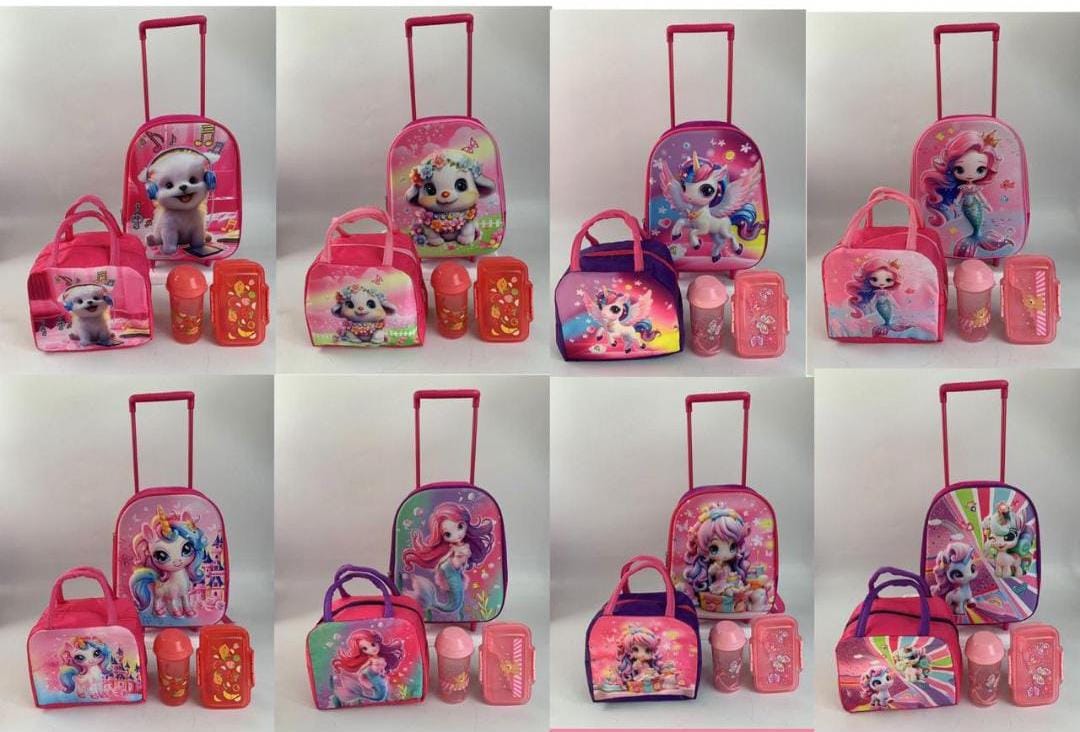 MOCHILA PRESCOLAR KINDER COMBO 5 PIEZAS NIÑA