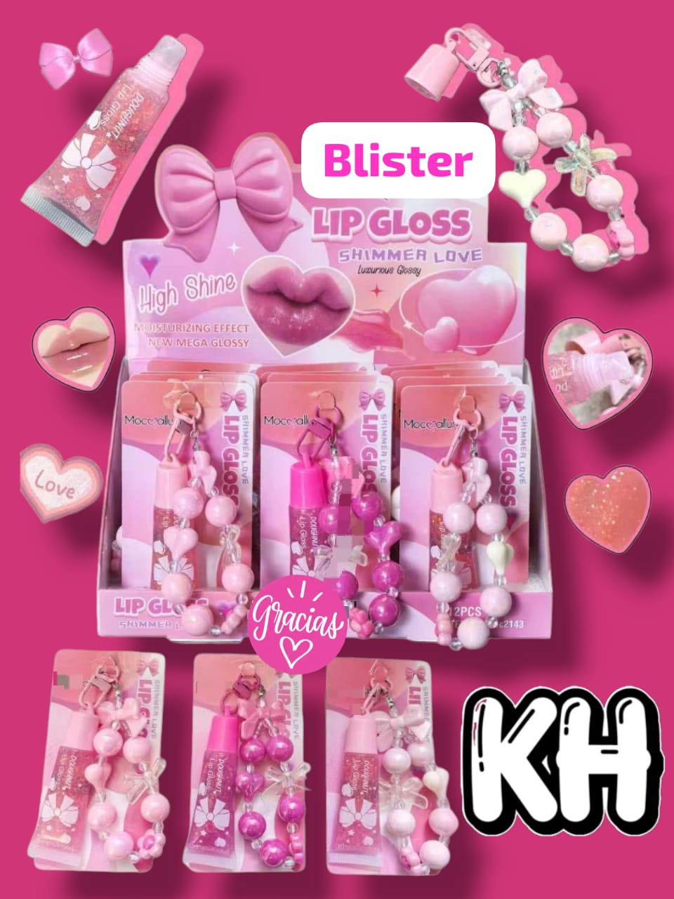 GLOSS CON LLAVERO SHIMMER LOVE CAJA 12PZ
