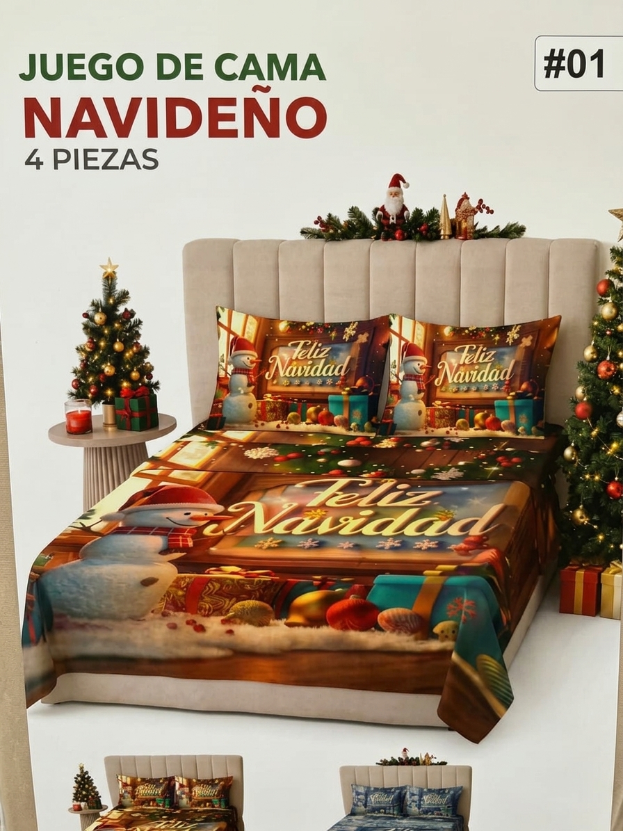 JUEGO DE SABANAS NAVIDEÑO MATRIMONIAL MOD.1