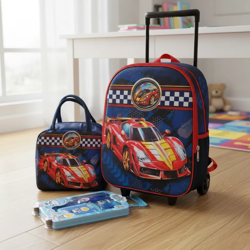 MOCHILA CARRITO CON LONCHERA Y KIT NIÑO CARRO