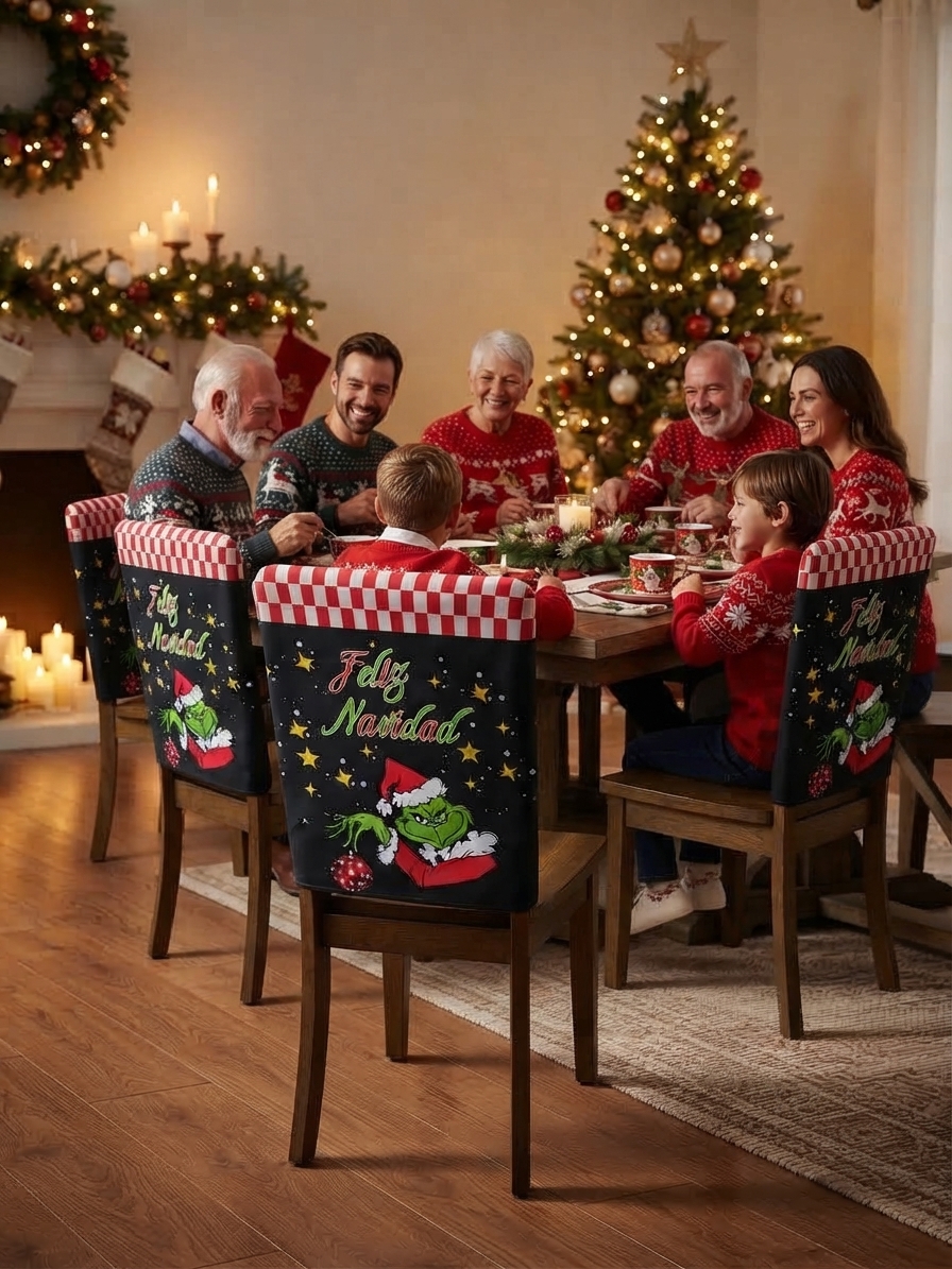 FUNDA RESPALDO DE SILLA NAVIDEÑO GRINCH