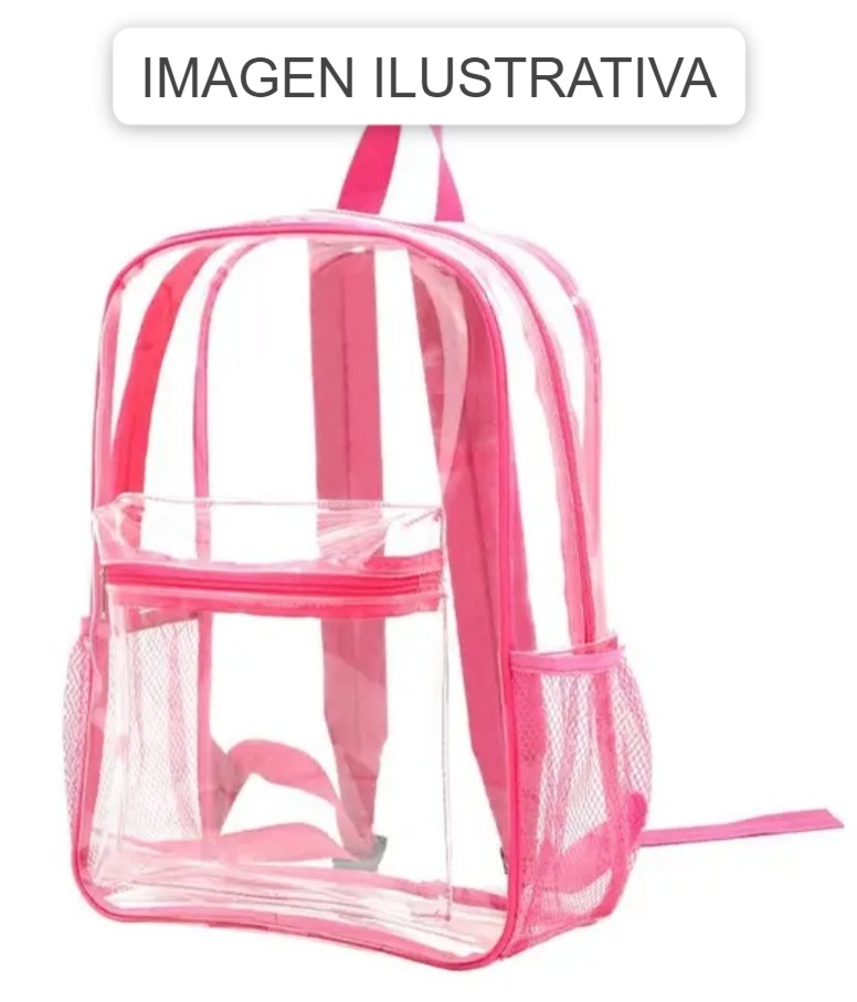 MOCHILA TRANSPARENTE ROSA GRANDE