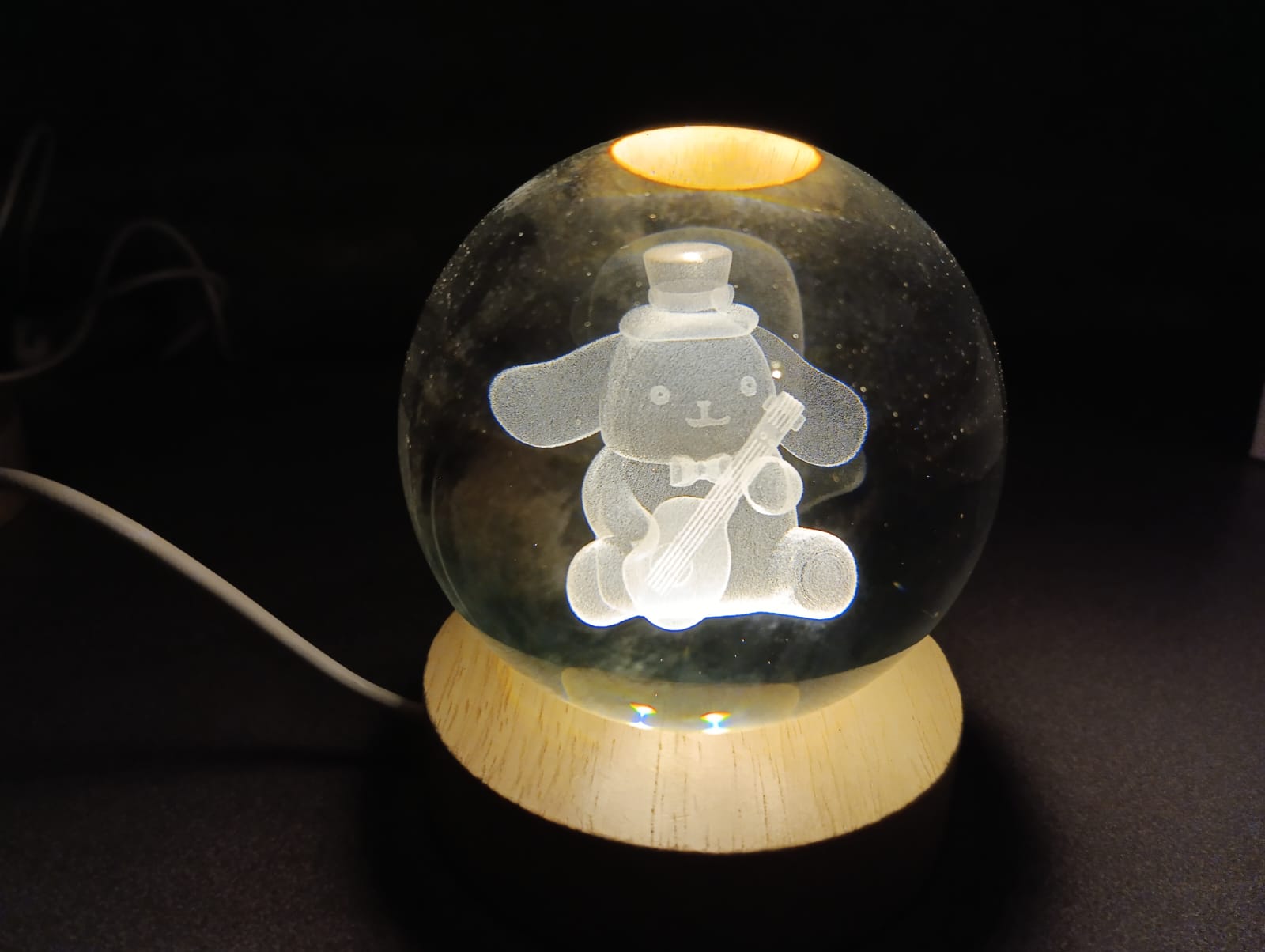 LAMPARA BOLA DE CRISTAL SANRIO 8CM POMPOMPURIN