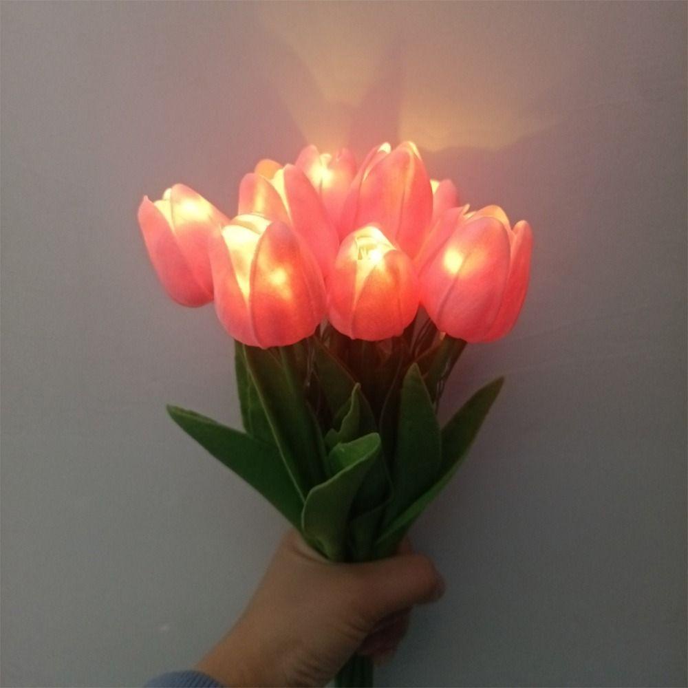 RAMO DE TULIPANES CON LUZ LED ROSA
