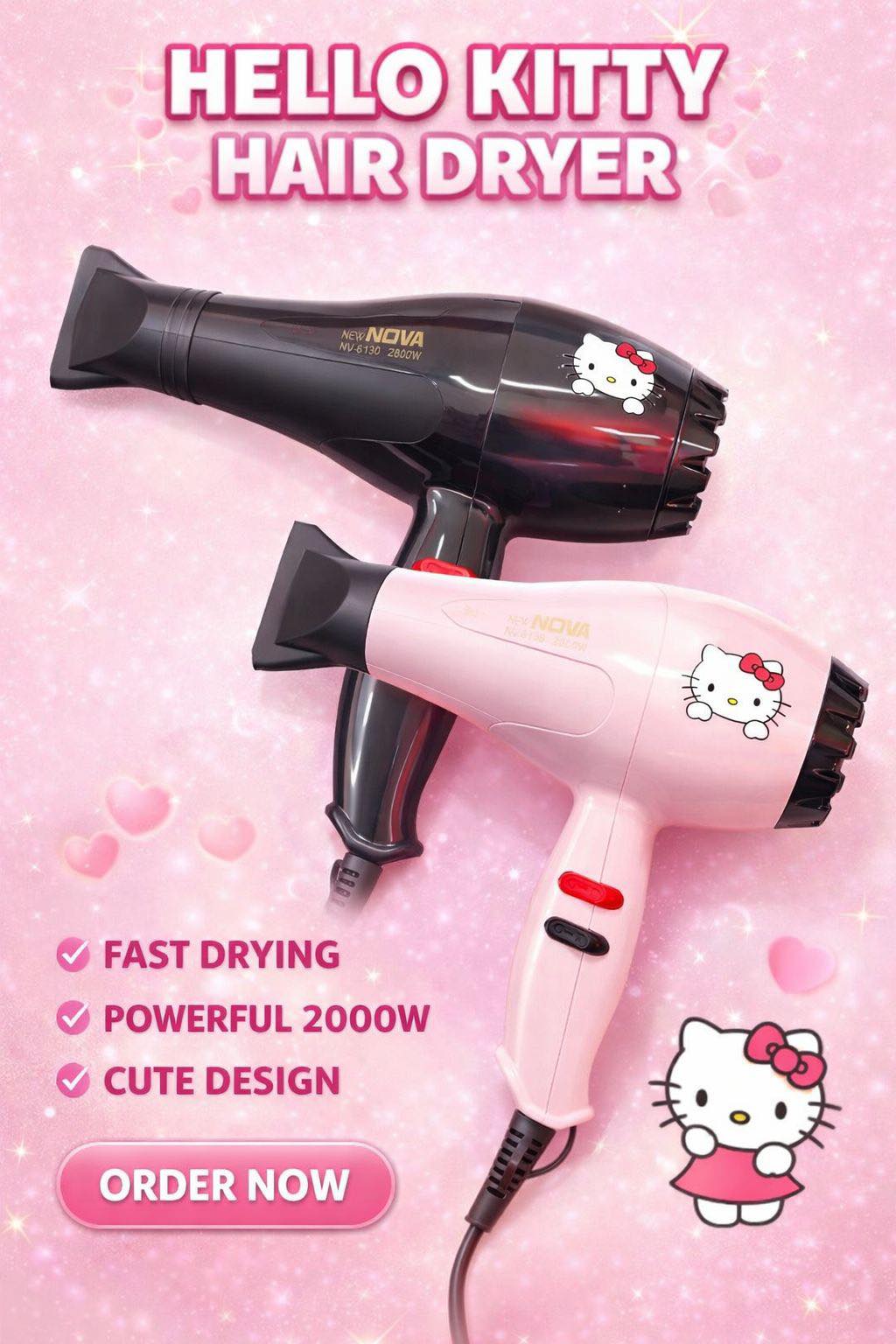 SECADORA DE CABELLO HELLO KITTY