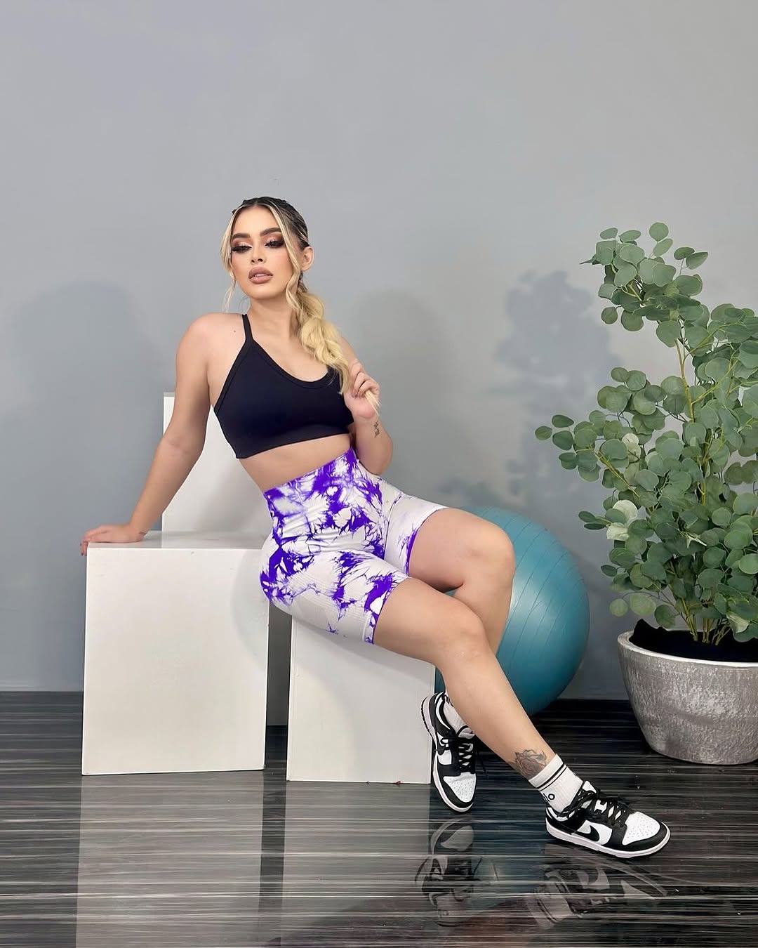 SHORT LYCRA TIE DYE #24G MORADO/BLANCO M
