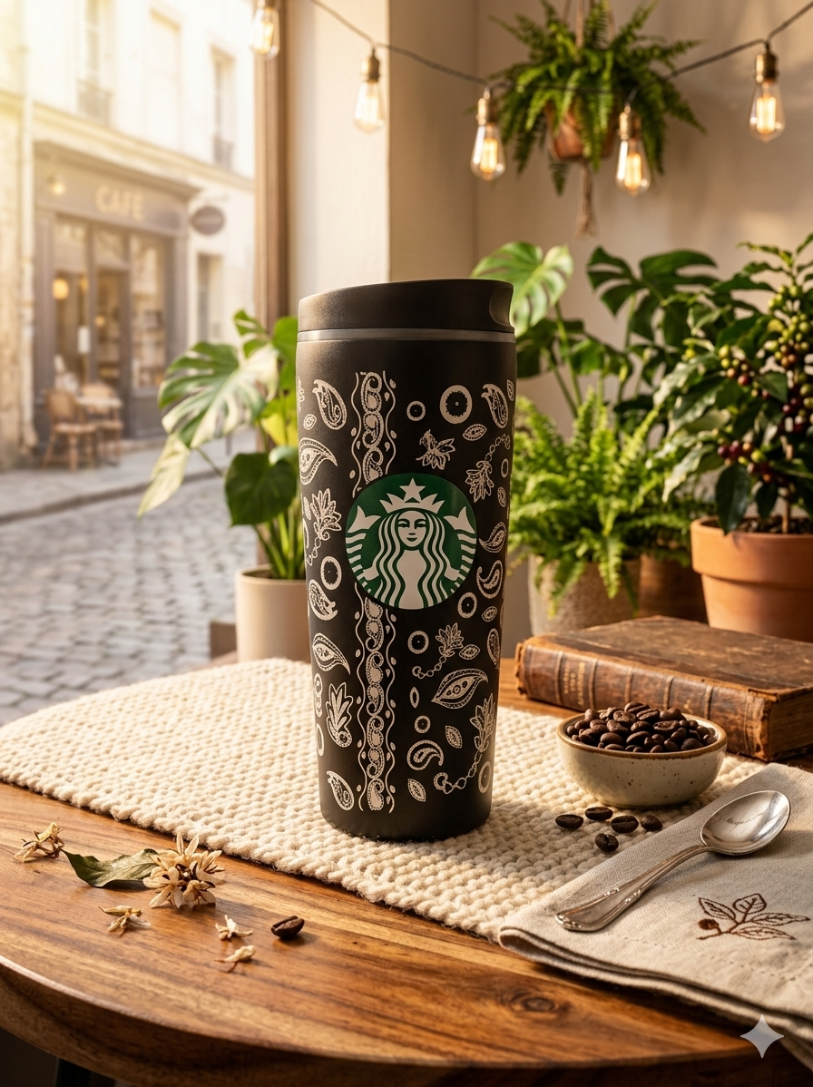 VASO CAFETERO 20OZ DISEÑOS STARBUCKS NEGRO