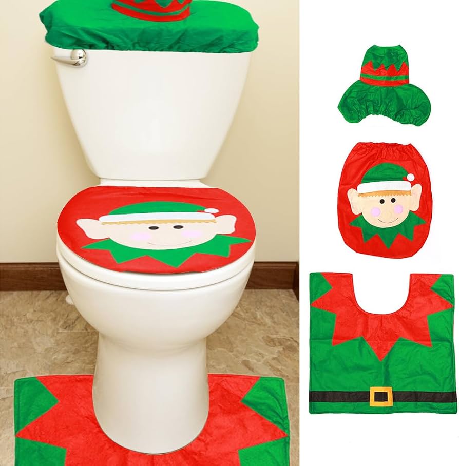 JUEGO DE BAÑO NAVIDEÑO 3PZ PORTAPAPEL DUENDE