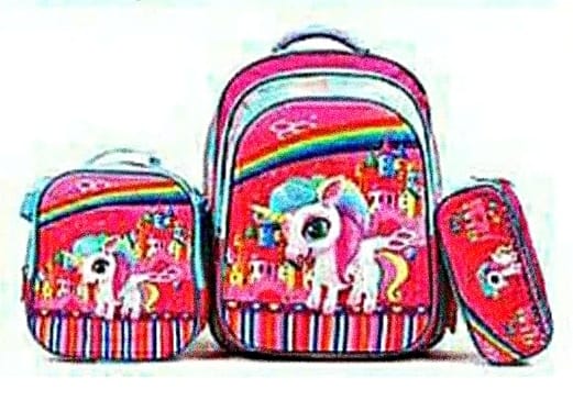 MOCHILA TRIPLE CON LUZ UNICORNIO