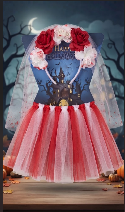 DISFRAZ HALLOWEEN NIÑAS TUTU Y DIADEMA DECORATIVA ROSAS