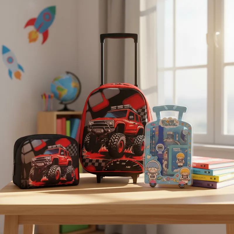 MOCHILA CARRITO CON LONCHERA Y KIT NIÑO CARRO 4X4