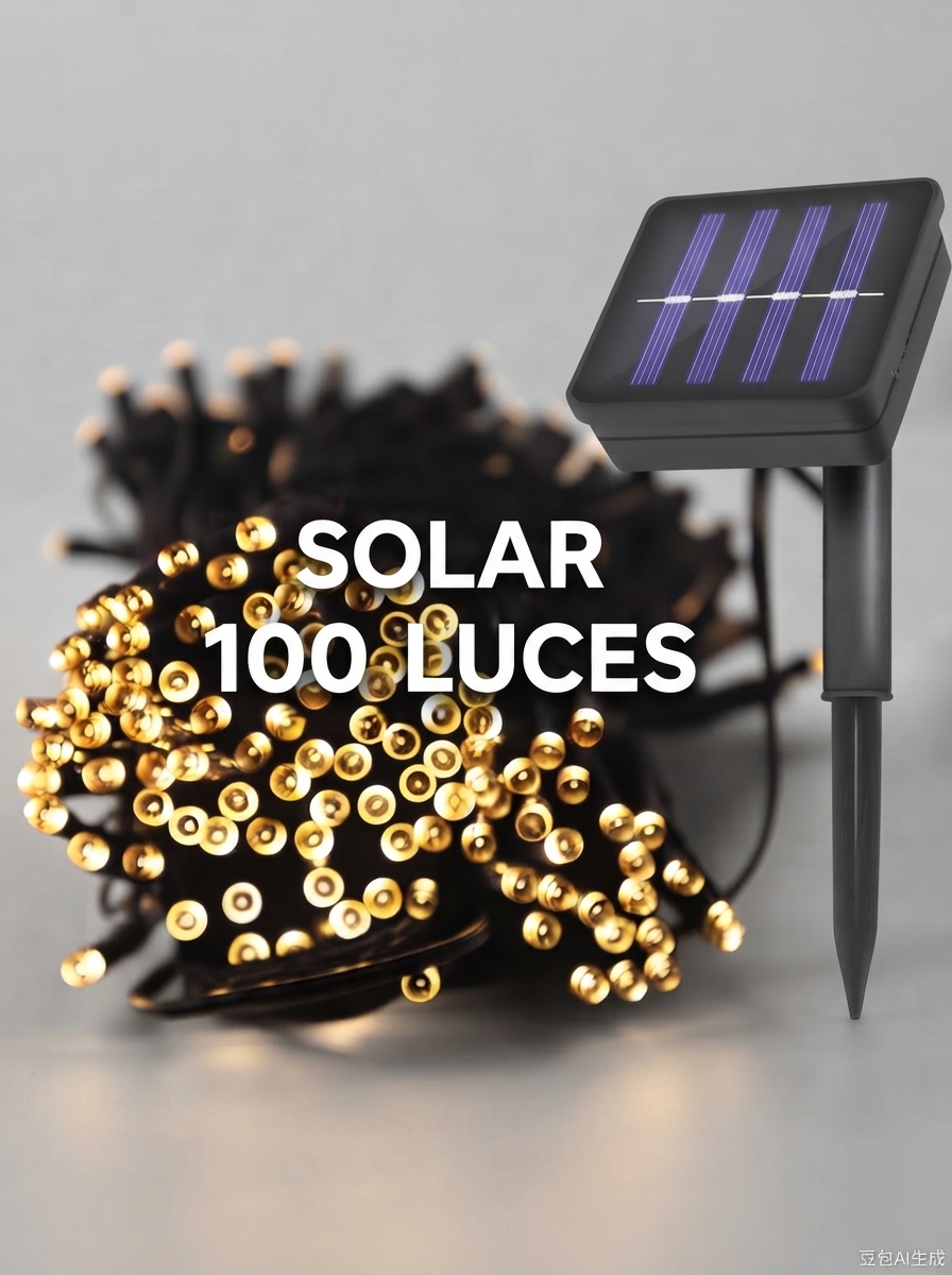 SERIE DE LUZ LED SOLAR 100 LUCES AMARILLA EXT.VERDE 10M (2658)