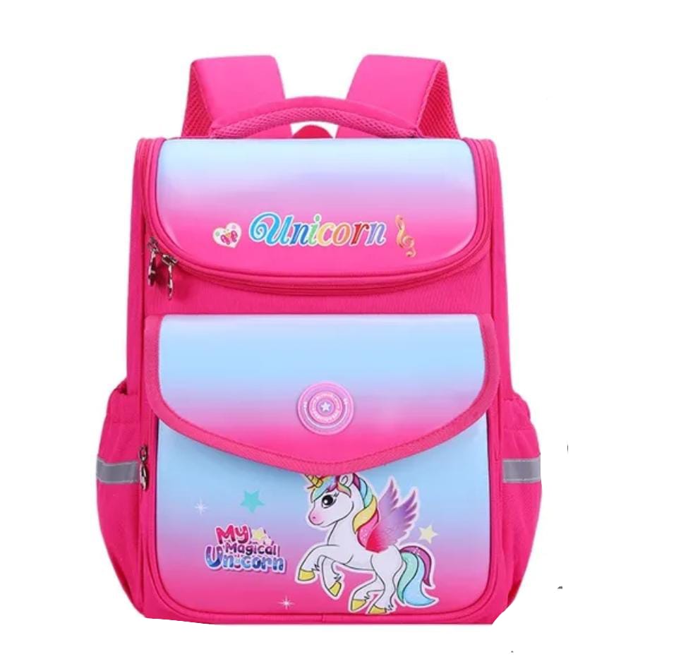MOCHILA DOBLE BOLSA AL FRENTE UNICORNIO ROSA MOD. 75