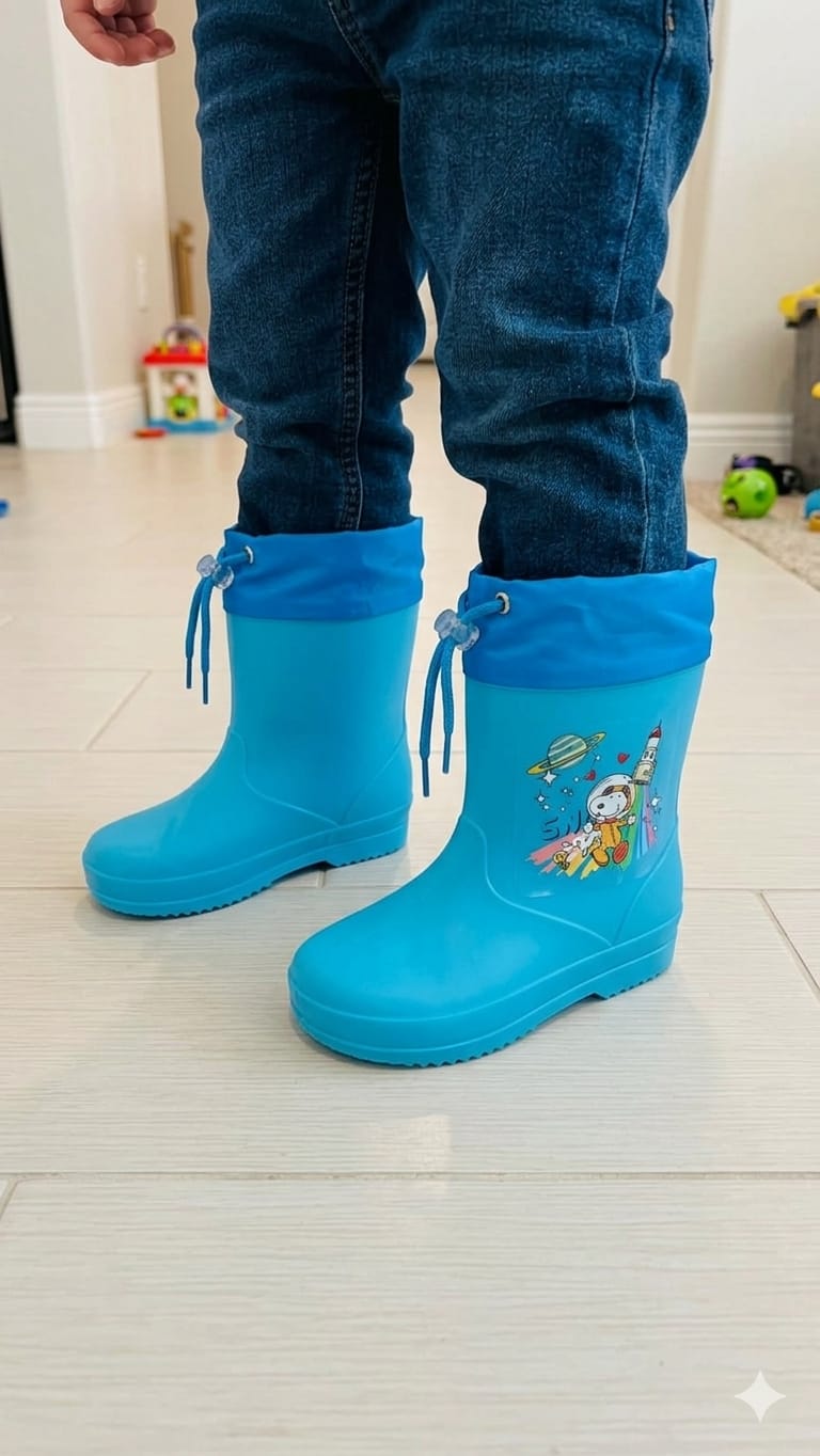 BOTA DE LLUVIA PERSONAJES SNOPY AZUL 18CM (180)