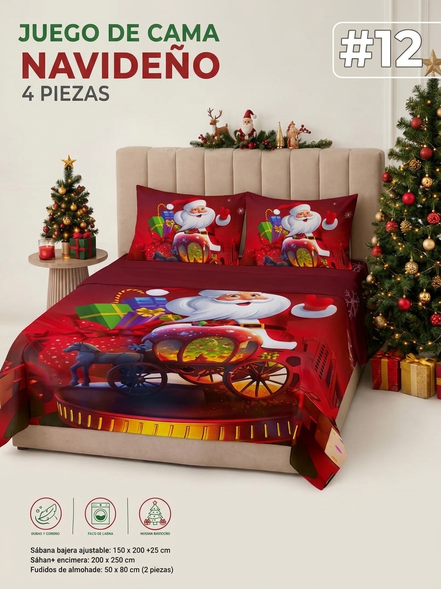 JUEGO DE SABANAS NAVIDEÑO MATRIMONIAL MOD.12