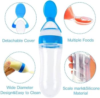 CUCHARA PORTA ALIMENTO PARA BEBE AZUL