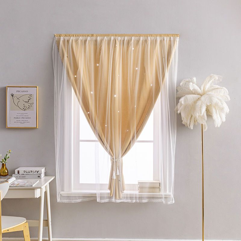 CORTINA DOBLE DE ESTRELLAS 1 PANEL 2M X 80CM BEIGE/DORADO