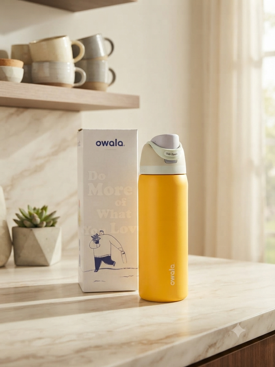 TERMO LISO OWALA 32OZ (945ML) MOSTAZA/GRIS