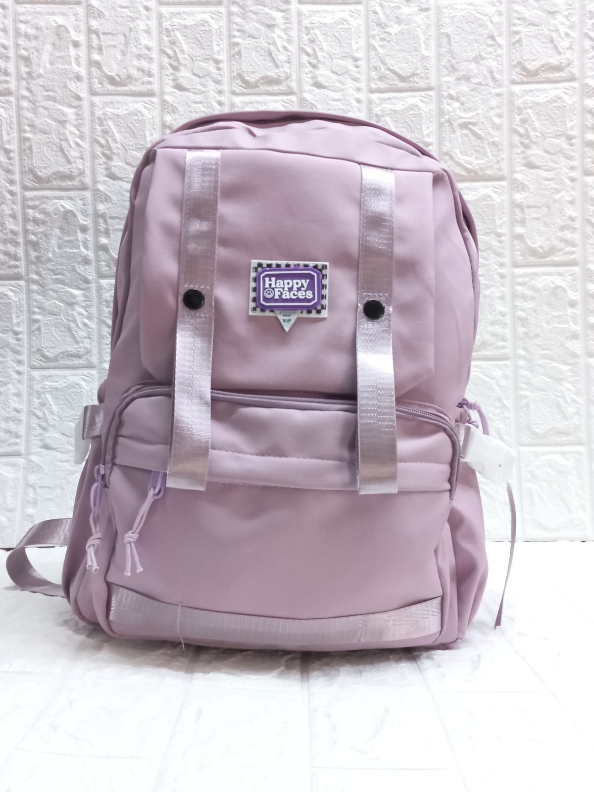 MOCHILA HAPPY FACES LILA