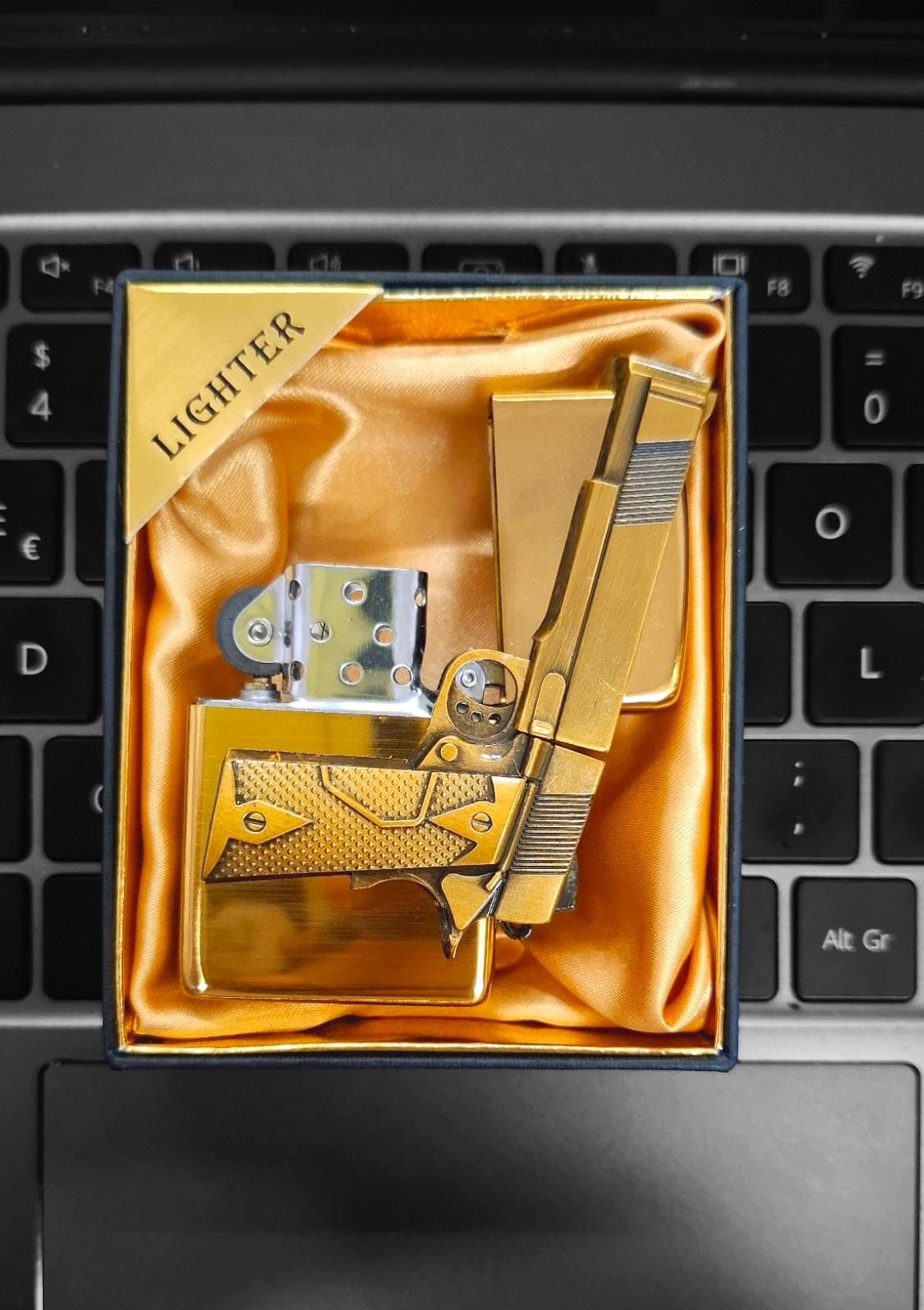 ENCENDEDOR PISTOLA CAJA PREMIUM DORADO