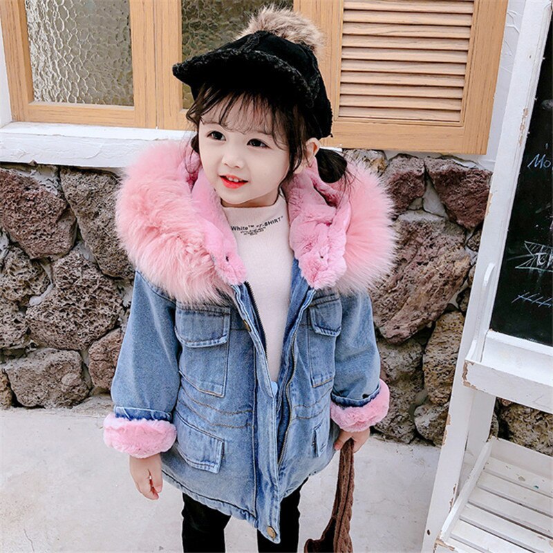CHAMARRA MEZCLILLA NIÑA PELUCHE ROSA 3 A 4 AÑOS (100)