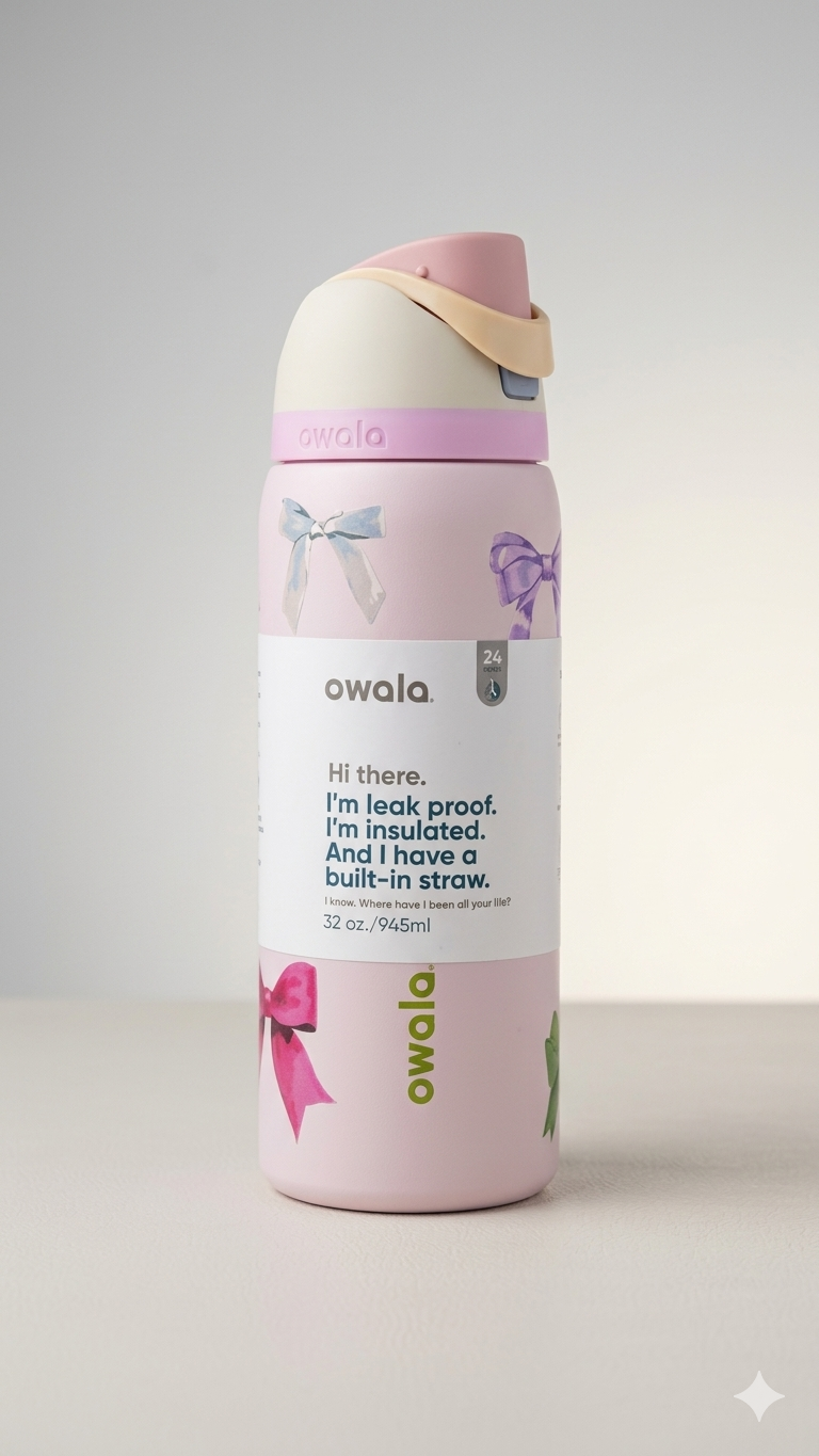TERMO OWALA 30 OZ DISEÑOS MOÑO MORADA