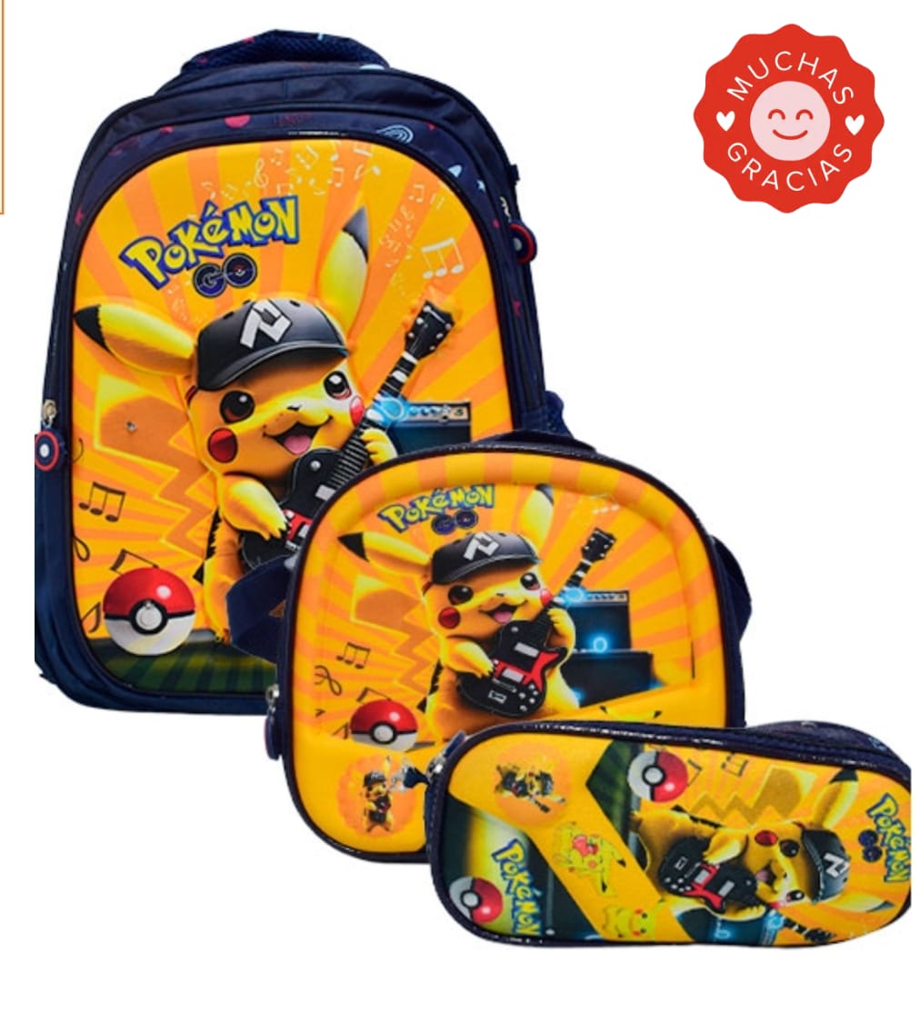 COMBO MOCHILA CON LUZ PIKACHU #918