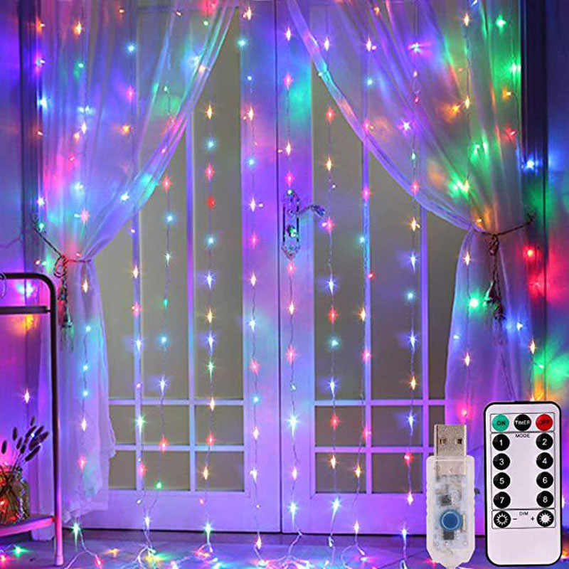 CORTINA DE LUZ LED CON CONTROL DE COLORES