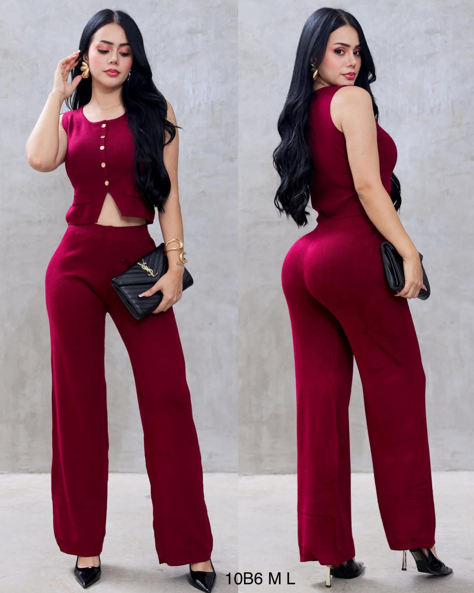CONJUNTO BOMY PANTALON Y BLUSA VINO M