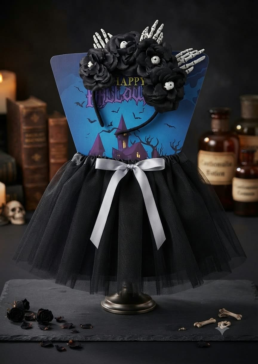 DISFRAZ HALLOWEEN NIÑAS TUTU Y DIADEMA DECORATIVA