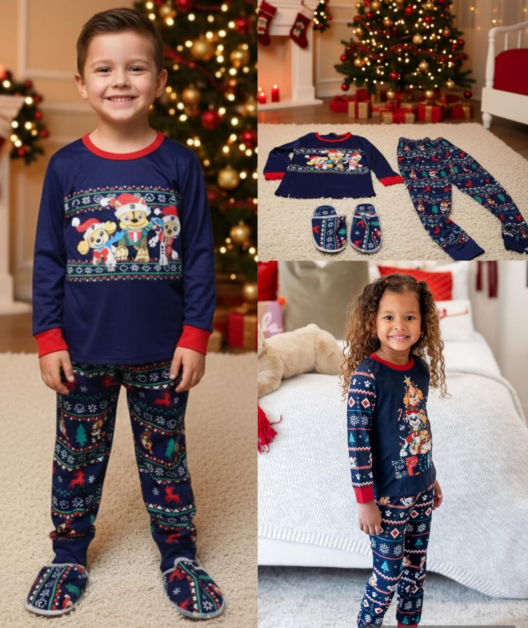 SET PIJAMA CON PANTUFLA NIÑO