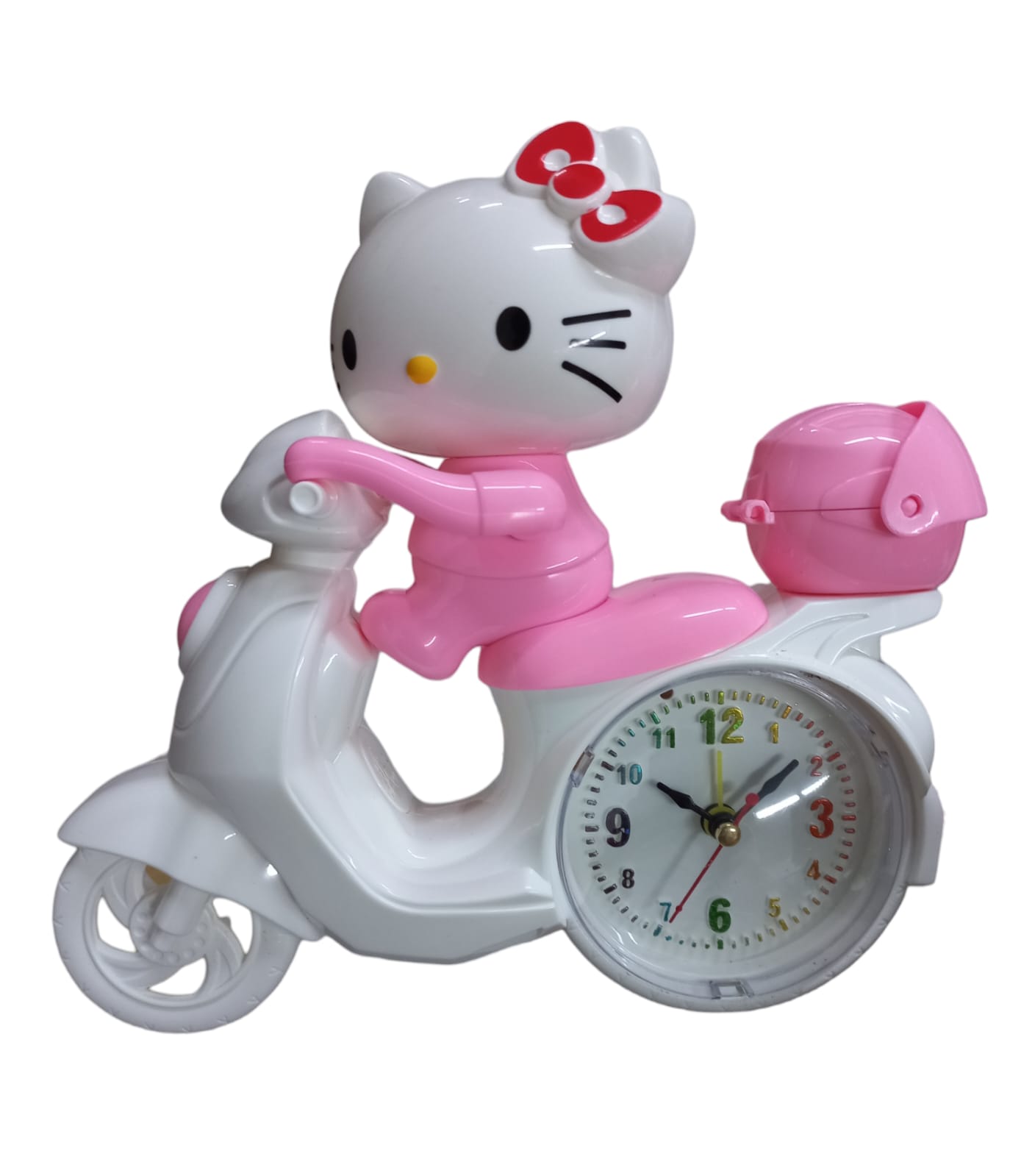 RELOJ DESPERTADOR MOTOCICLETA KITTY ROJO