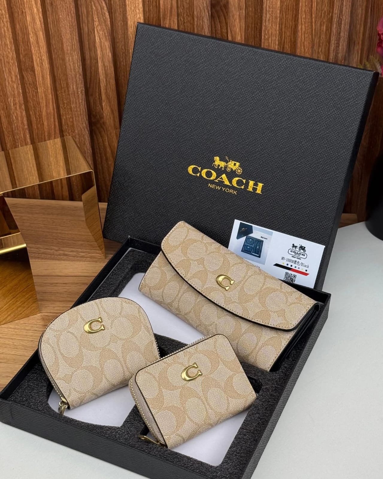 TRIO DE CARTERA TIPO COACH 1000 APRICOT