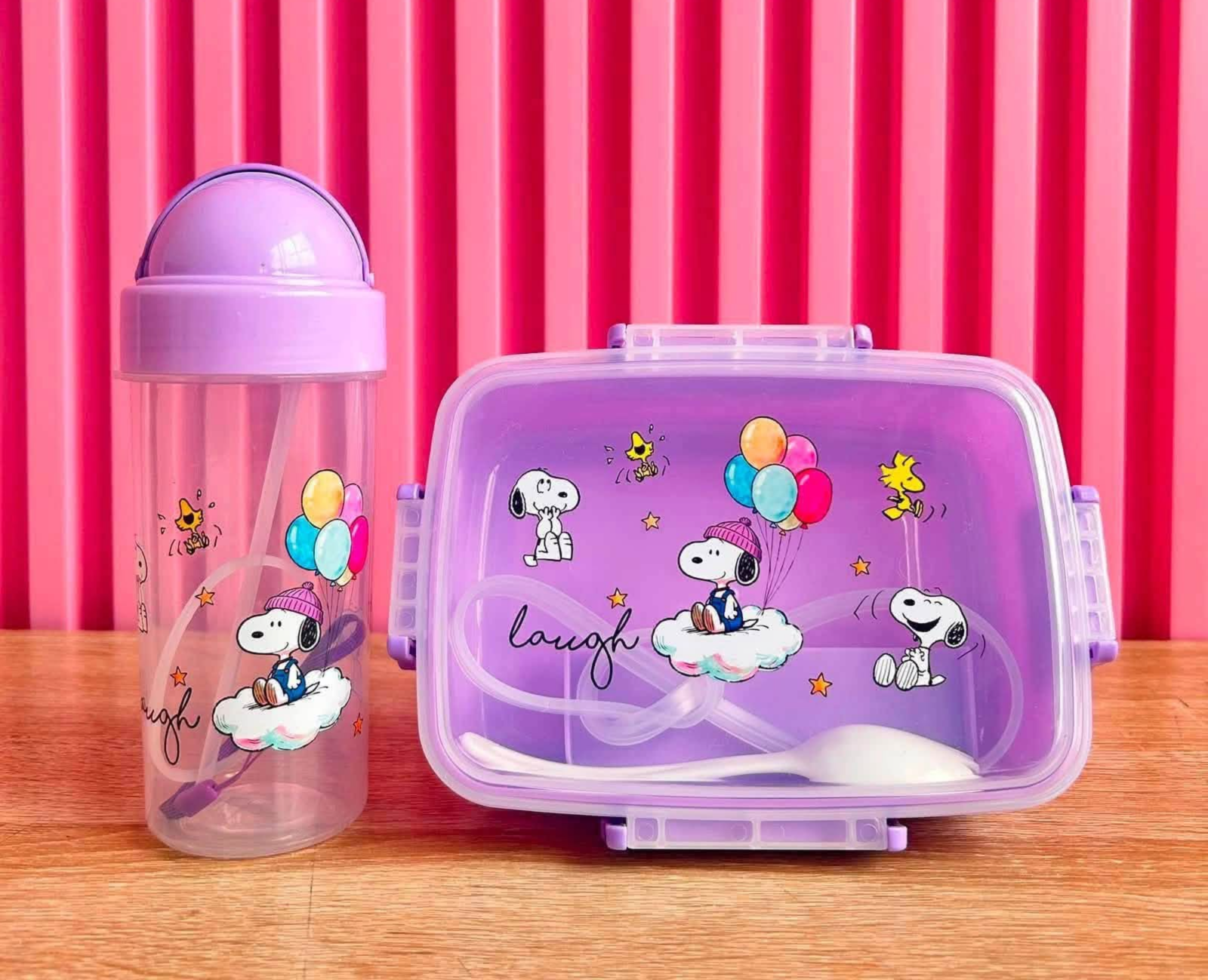 SET LONCHERA Y VASO SNOOPY LILA