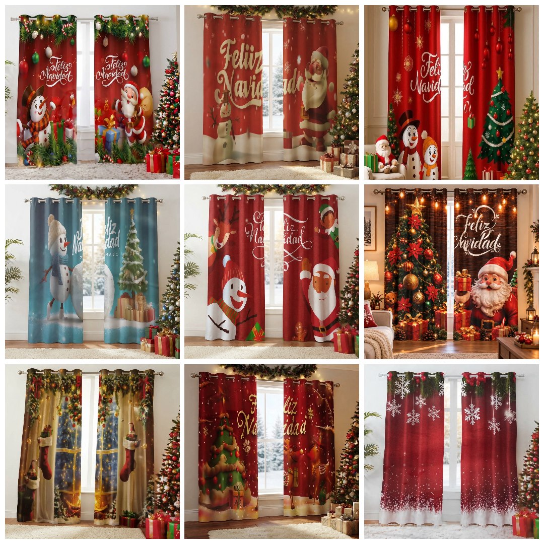 CORTINAS NAVIDEÑAS PREMIUM 2 PANEL DE 150X220CM