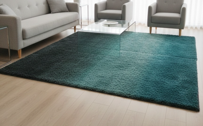 ALFOMBRA PELO ALTO TRICOLOR CELESTE 130X200