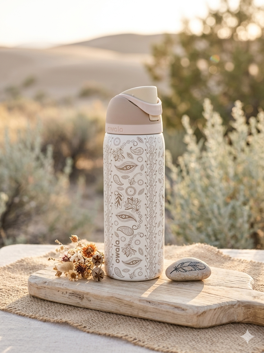 TERMO OWALA 32OZ (945ML) DISEÑOS TEXTURA BEIGE MANDALA CAFE