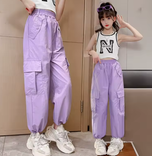 PANTALON TIPO CARGO NIÑA LILA S/M