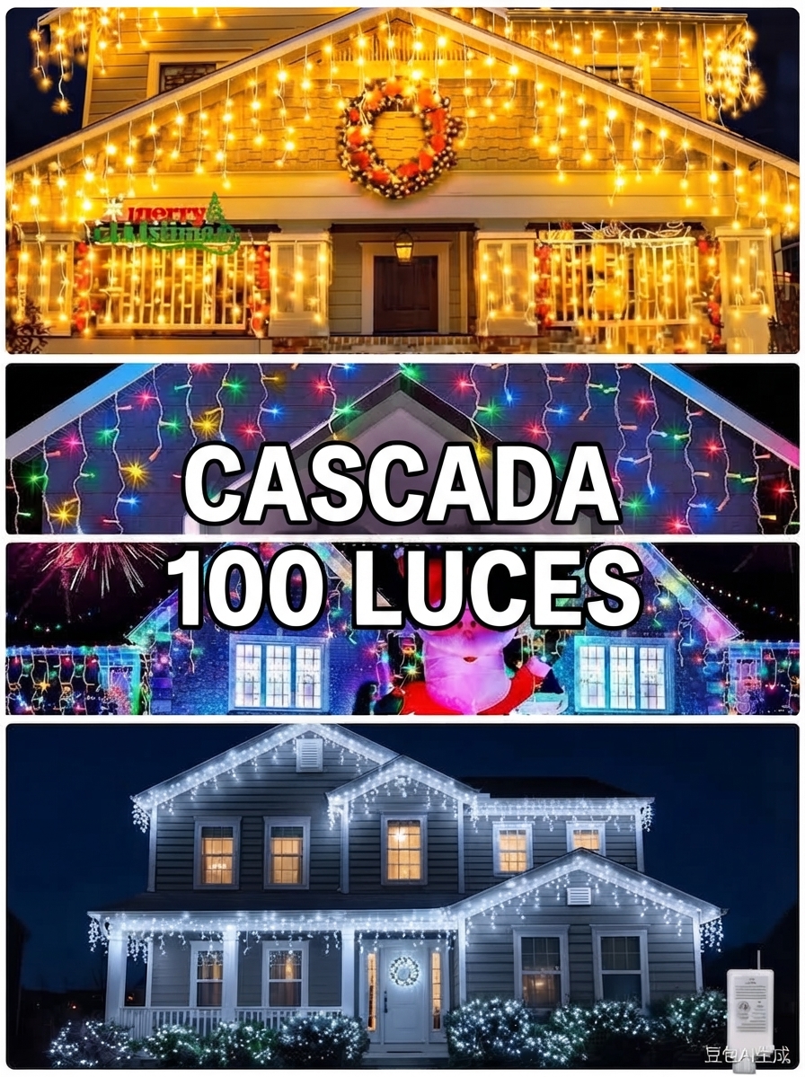 SERIE DE LUZ LED CASCADA 100 LUCES EXT TRANSP.