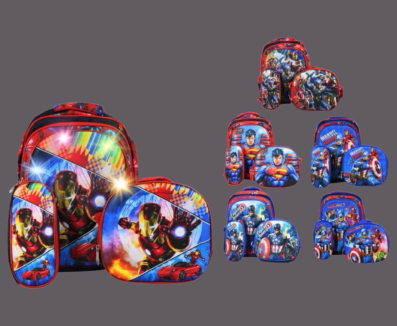 COMBO MOCHILA CON LUZ AVENGERS #327