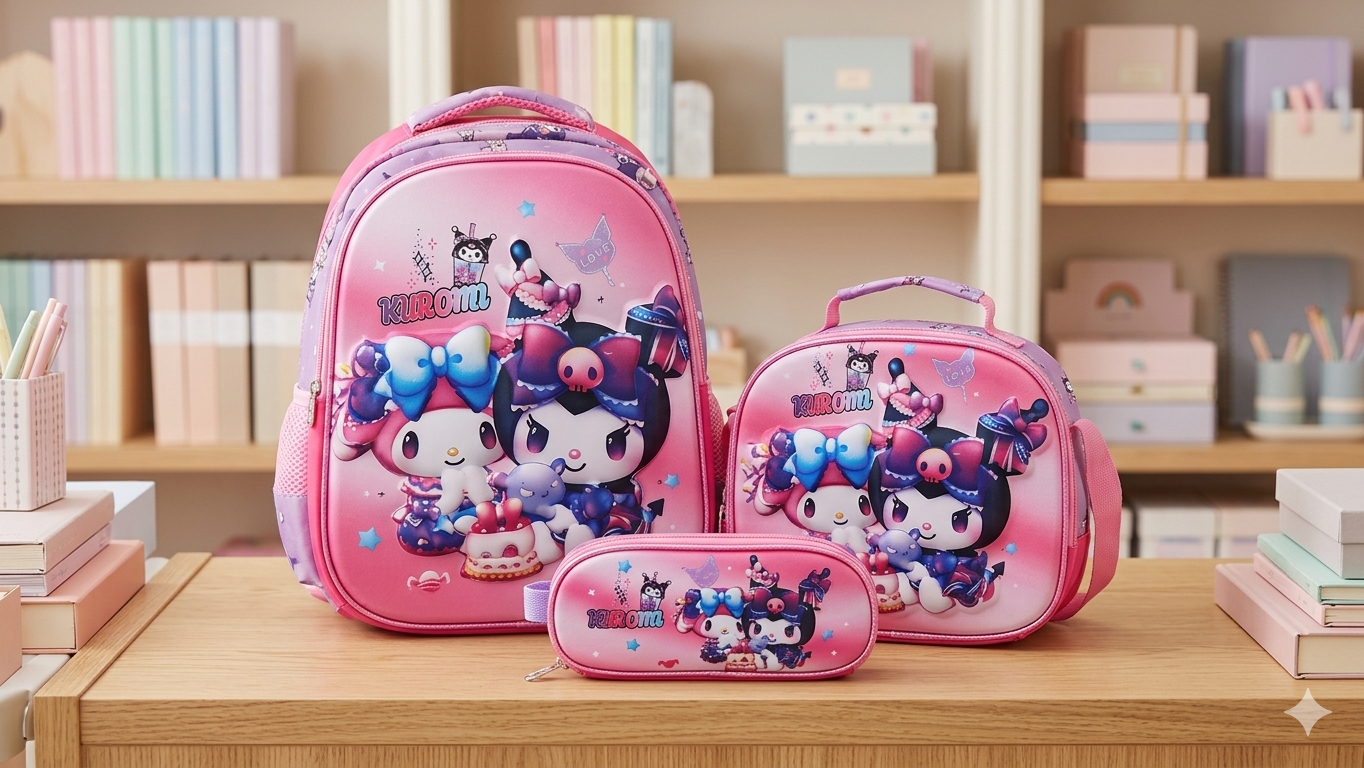 COMBO  MOCHILA PREESCOLAR MELODY Y KUROMI #143-4