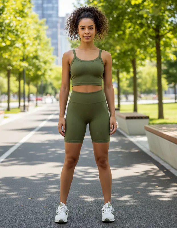 CONJUNTO LYCRA Y TOP TIRANTES VERDE