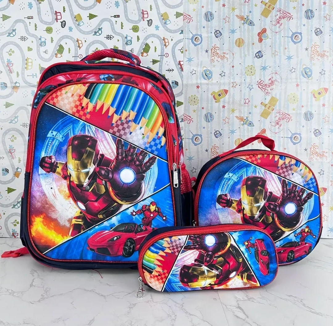 COMBO MOCHILA CON LUZ IRONMAN #327